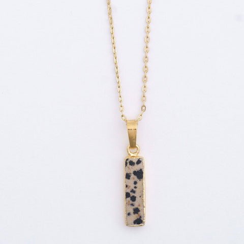 bar shaped stone golden necklace, pendant style