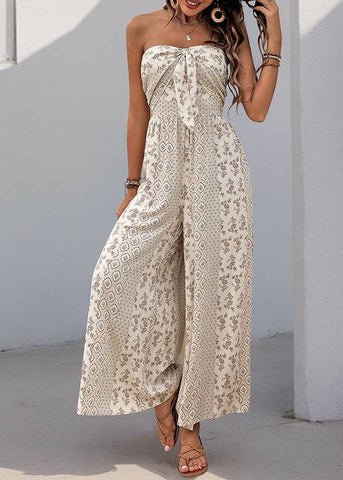 Boho sleeveless/sleeveless wide leg jumpsuit 